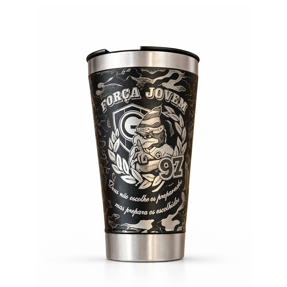 Copo Térmico 473ml Personalizado a Laser - Torcida Organizada Força Jovem do Goiás